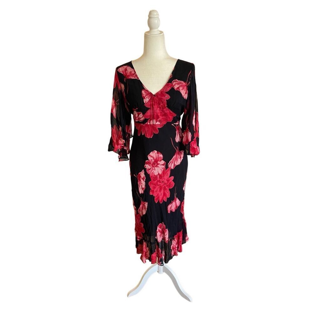 Romantic Floral Beaded Dress by Paradise NY  Size S